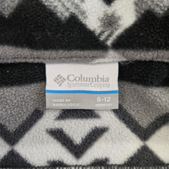 Columbia Full Zip Fleece Jacket Geometric Pattern Streetcore Mock 6-12 Months - Picture 4 of 6